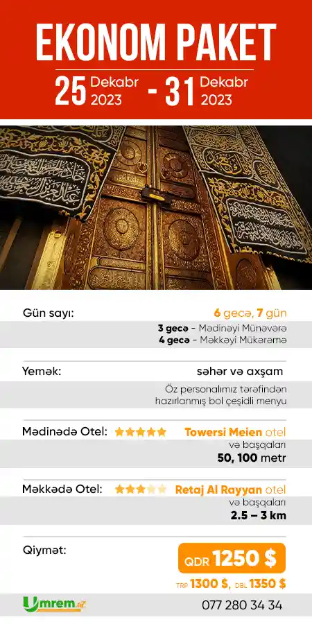 25 dekabr ekonom umre ziyareti