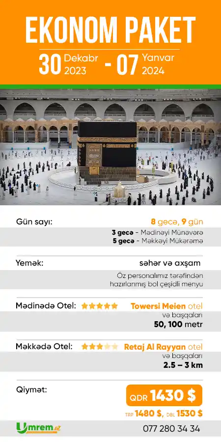 30 dekabr ekonom umre ziyareti